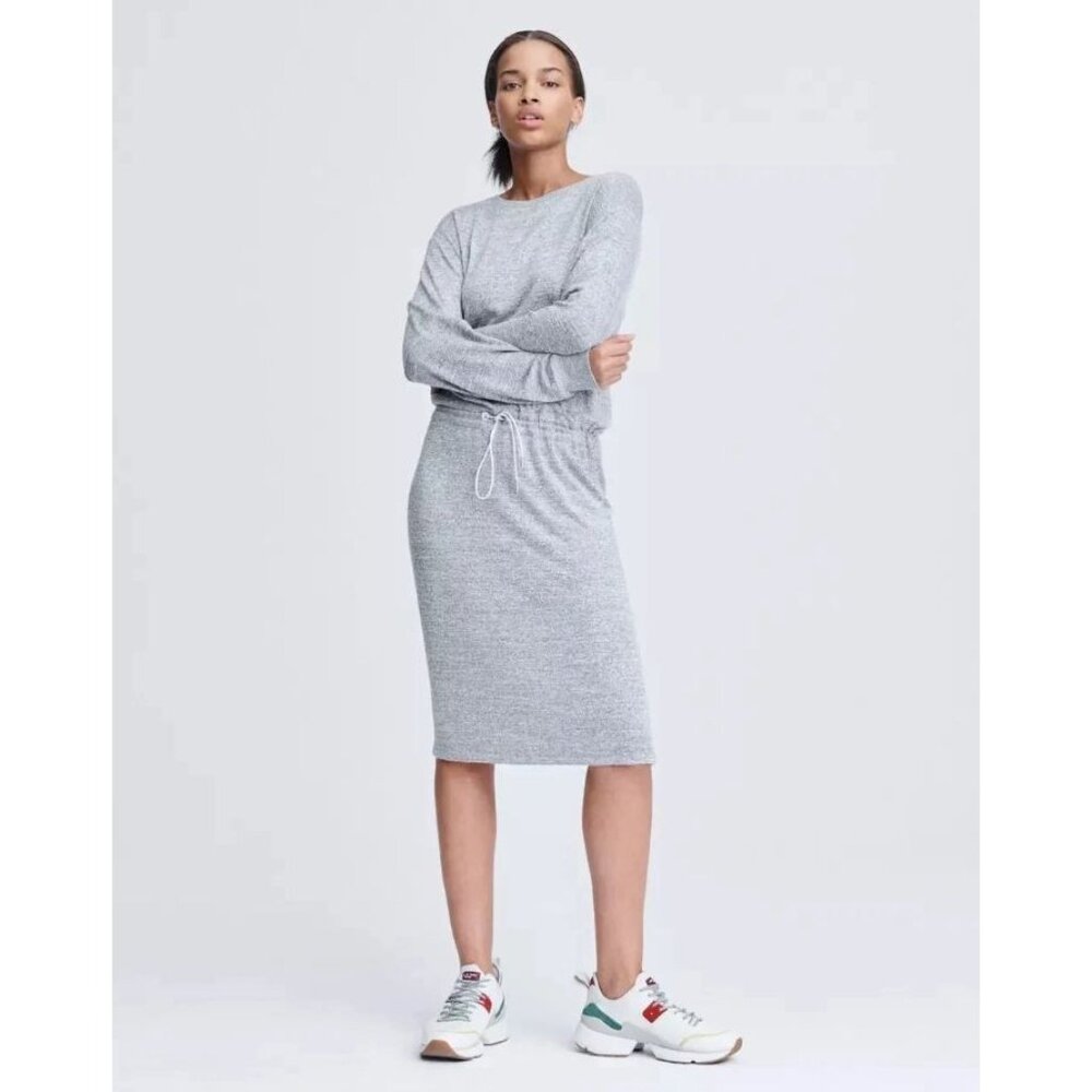 Rag & Bone Avryl Long-Sleeve Jersey‎ Sweater Dress in Lt Heather Grey Size XS